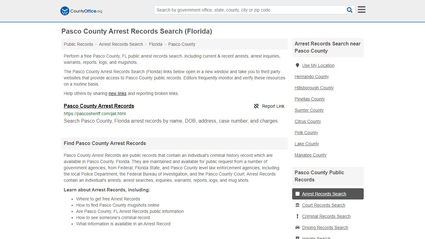 Arrest Records Search - Pasco County, FL (Arrests & Mugshots)